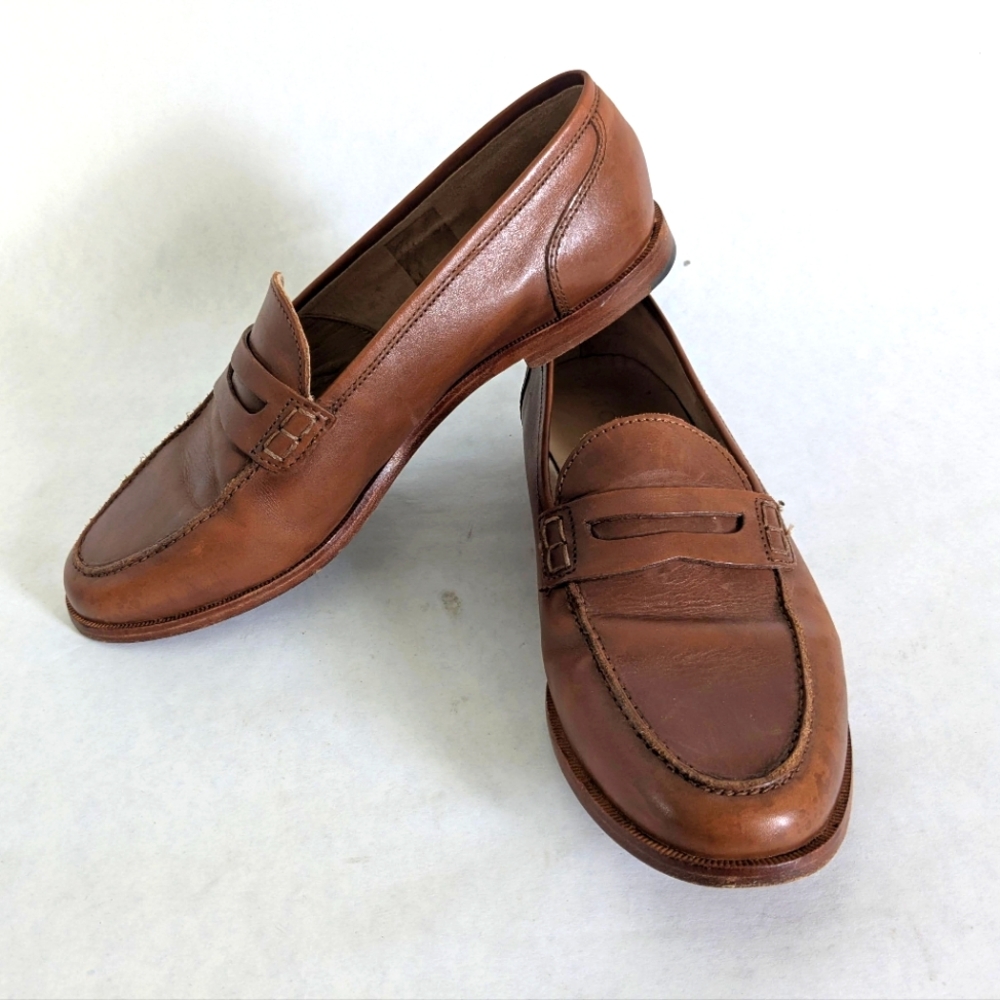 J. Crew Brown Leather Slip On Penny Loafers Women's Size 9.5